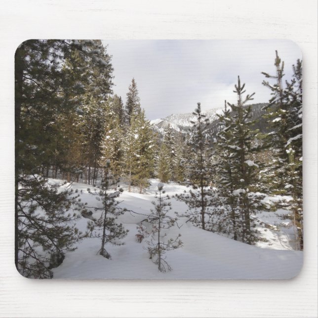 Winter Snowy Mountain Scene in Montana Mouse Mat (Front)