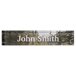Winter Snowy Mountain Scene in Montana Nameplate