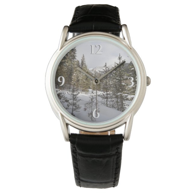 Winter Snowy Mountain Scene in Montana Watch (Front)