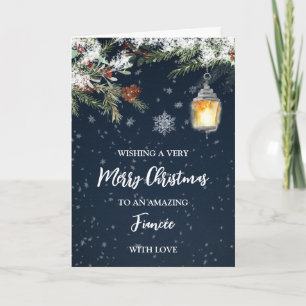 Winter Snowy Night Fiancée Merry Christmas Card