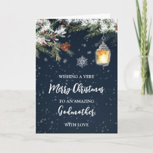 Winter Snowy Night Godmother Merry Christmas Card