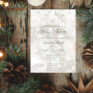 Winter snowy pastel colours baby shower invitation