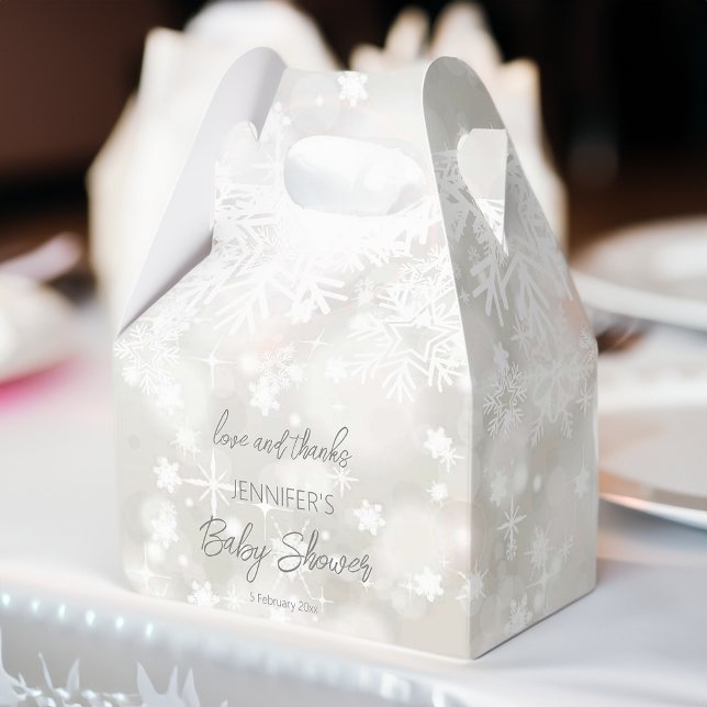Winter snowy pastel colours baby shower thank you favour box (Snowy pastel winter baby shower favor gift bxes)