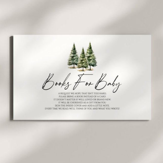 Winter Snowy Pine Tree Baby Shower Books For Baby Enclosure Card (Creator Uploaded)
