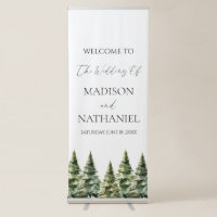 Winter Snowy Pine Tree Wedding Welcome