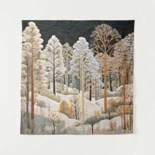 Winter Snowy Quilt Tapestry