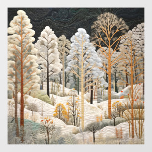 Winter Snowy Quilt Window Cling
