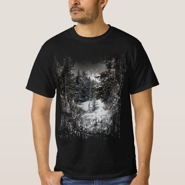 Winter Snowy Trees | Snowy Forest Print t shirt (Front)