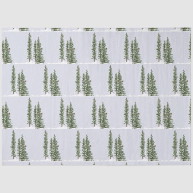 Winter snowy woodland scene with cardinal tissue paper (Front)