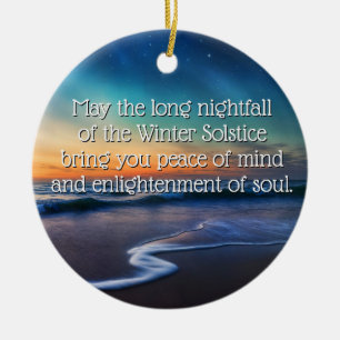 Winter Solstice Blessing Beach and Ocean Night Ceramic Tree Decoration