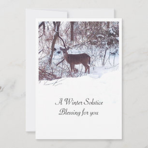 Winter Solstice Blessing with Deer  Holiday Card