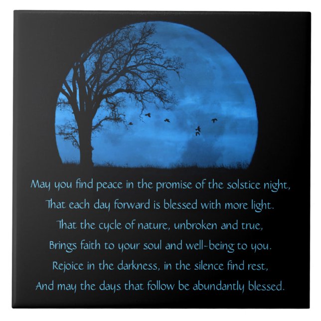 Winter Solstice Blessing with Moon and Oak Tree Tile (Front)