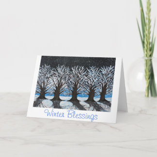 Winter Solstice . Blessings . Christmas Snow Card