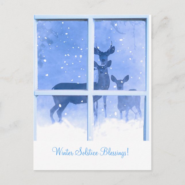Winter Solstice Blessings Deer Postcard (Front)