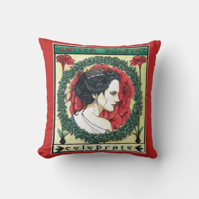 Winter Solstice Christmas throw pillow gift (Front)