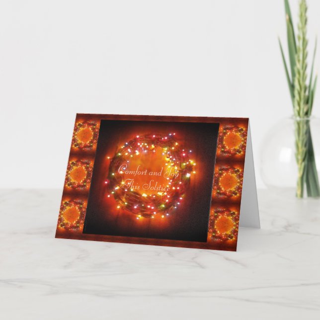 Winter Solstice Faery lights Wreath Card (Front)