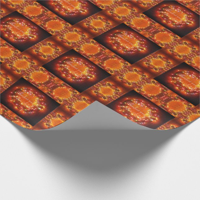 Winter Solstice Faery Lights Wreath Wrapping Paper (Corner)