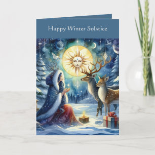 Winter Solstice  Forest Goddess and Deer  Card