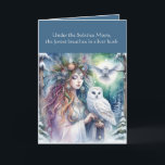 Winter Solstice  Forest Goddess and Owl  Card<br><div class="desc">Celebrate the quiet magic of the longest night with this Winter Solstice greeting card, featuring a serene goddess and deer beneath a moonlit sky. This greeting card is perfect for Yule, pagan holidays, or anyone who cherishes nature’s sacred rhythms. Share blessings of peace, renewal, and wonder with this mystical seasonal...</div>