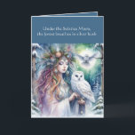 Winter Solstice  Forest Goddess and Owl  Card<br><div class="desc">Celebrate the quiet magic of the longest night with this Winter Solstice greeting card, featuring a serene goddess and deer beneath a moonlit sky. This greeting card is perfect for Yule, pagan holidays, or anyone who cherishes nature’s sacred rhythms. Share blessings of peace, renewal, and wonder with this mystical seasonal...</div>