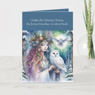 Winter Solstice Forest Goddess and Owl Card