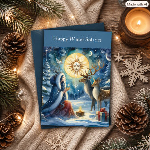 Winter Solstice Forest Goddess Moon Card