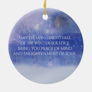 Winter Solstice Forrest Snow and Moon Blessing Ceramic Tree Decoration