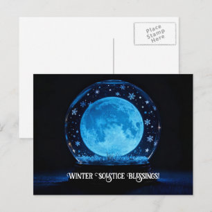Winter Solstice Full Moon Mystical Crystal Ball Holiday Postcard