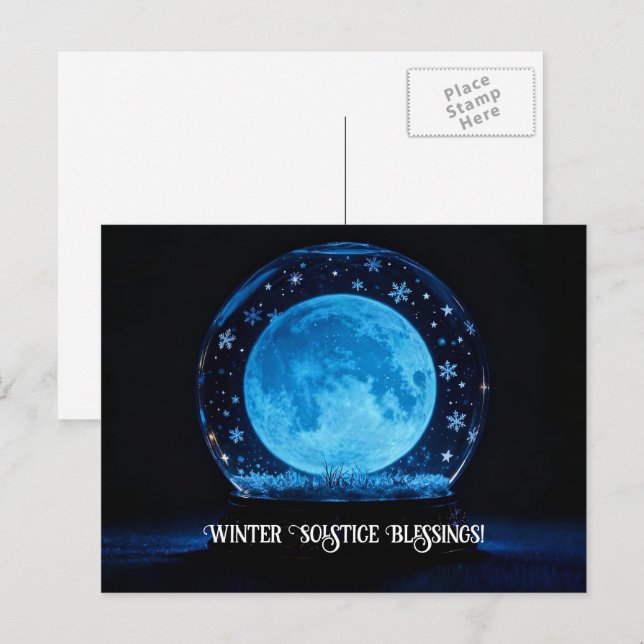 Winter Solstice Full Moon Mystical Crystal Ball Holiday Postcard (Front/Back)
