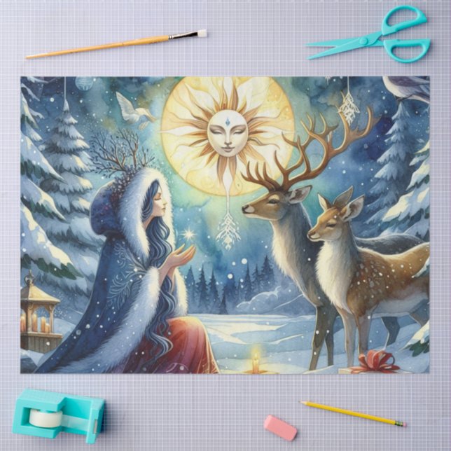 Winter Solstice Goddess Forest-Deer tissue paper (Craft)