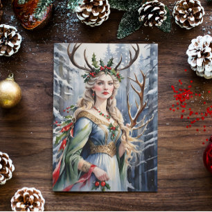 Winter Solstice Goddess in the Forest Holiday Card