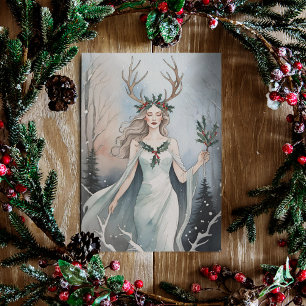 Winter Solstice Goddess in the Forest Holiday Card