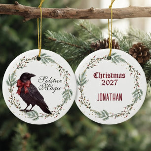 Winter Solstice Gothic Raven Decor Ceramic Tree Decoration