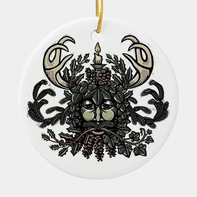 Winter Solstice Green Man Tree Ornament (Front)