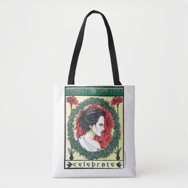 Winter Solstice holiday Christmas tote bag (Front)