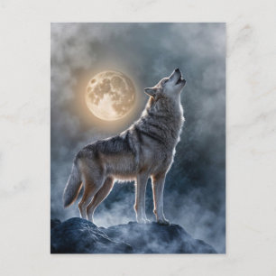 Winter Solstice Howling Wolf Moon Holiday Postcard