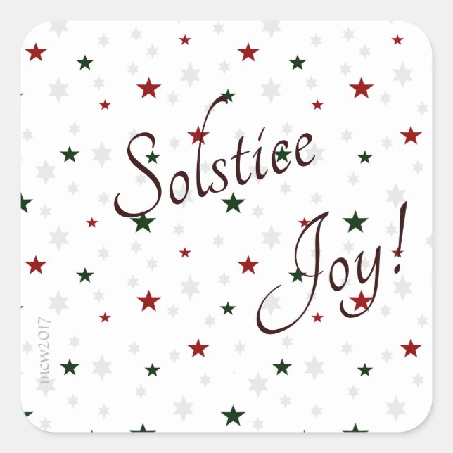 Winter Solstice Joy Red and Green Stars Square Sticker (Front)