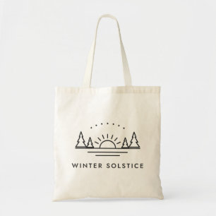 Winter Solstice Low Sun and Pines Linework Tote Bag