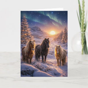 Winter Solstice Magic with Icelandic Horses Holiday Card