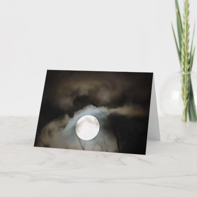 Winter Solstice Moon Celestial Art Card (Front)