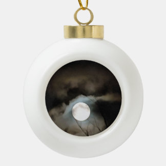 Winter Solstice Moon Celestial Art Ceramic Ball Christmas Ornament