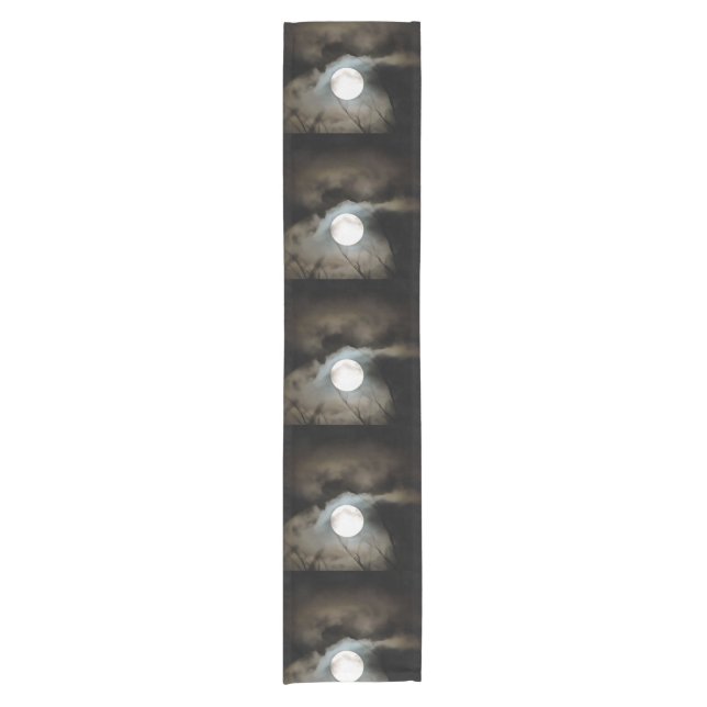 Winter Solstice Moon Celestial Art Short Table Runner (Front)