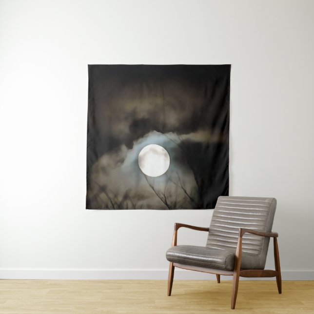 Winter Solstice Moon Celestial Art Tapestry (In Situ)