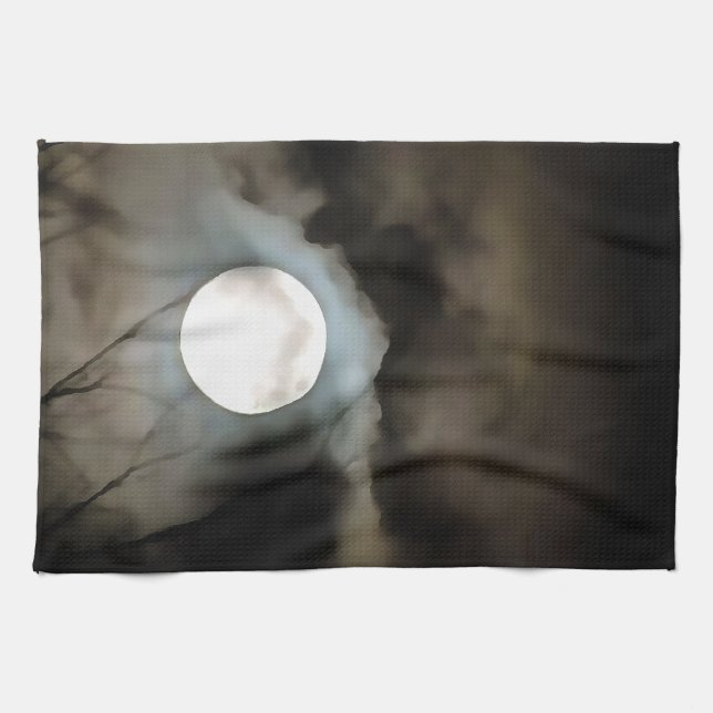 Winter Solstice Moon Celestial Art Tea Towel (Horizontal)