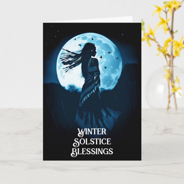 Winter Solstice Native American Ethnic Bohemian  Card (Yellow Flower)