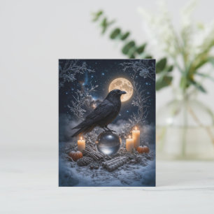Winter Solstice Raven and Moon Yule Holiday Postcard