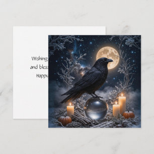 Winter Solstice Raven in the Snow Card