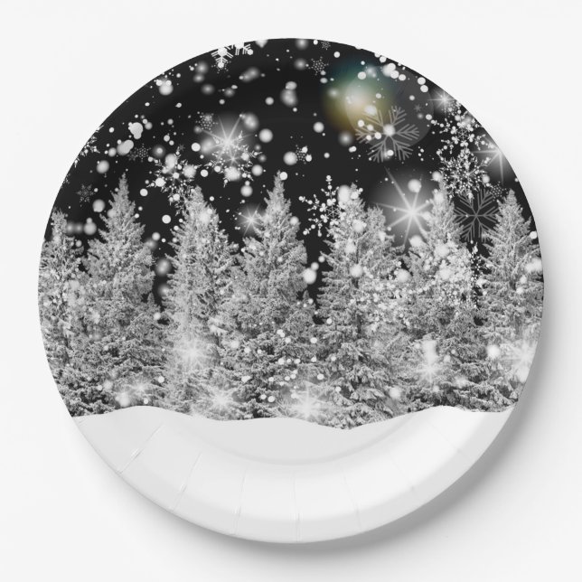 Winter Solstice Snowfall Paper Plate (Front)