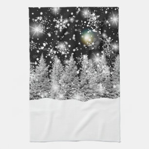 Winter Solstice Snowfall Tea Towel