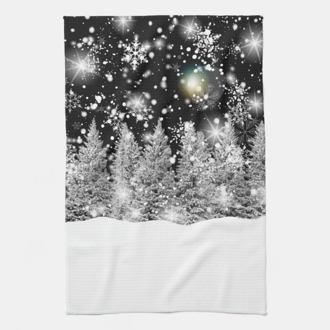 Winter Solstice Snowfall  Tea Towel (Vertical)